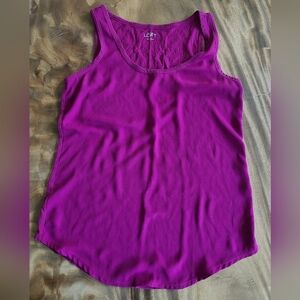 Loft Raspberry Chiffon front tank top S small pink